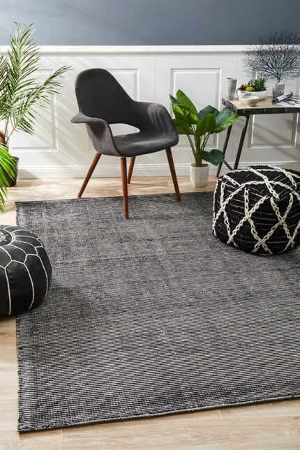 Black ALLURE Area Rug Contemporary, Scandi