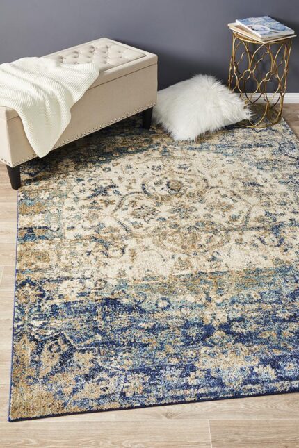 Blue ANASTASIA Area Rug Contemporary, Bohemian