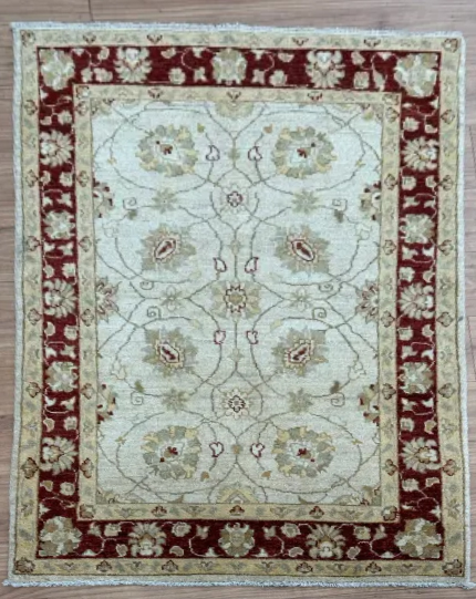 Choobi Handmade Rug Pure Wool Red & Cream 148X112