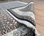 Brown Kashmir Area Rug Herati Handmade Silk & Wool 208X143