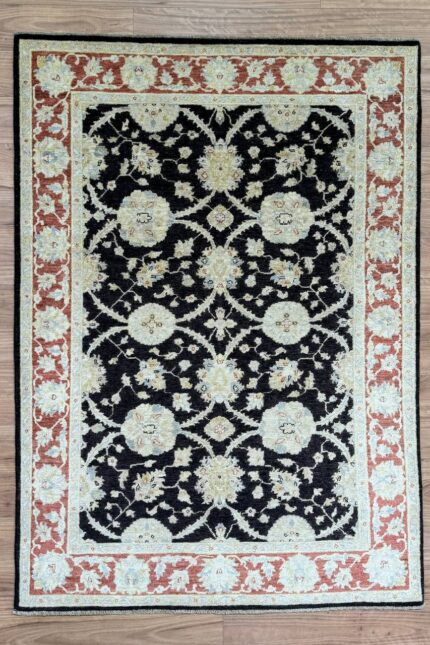 Choobi Handmade Rug Wool Black & Cream multi 283X168