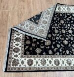 Garden Handmade Rug Silk & Wool Black & Cream 246X173