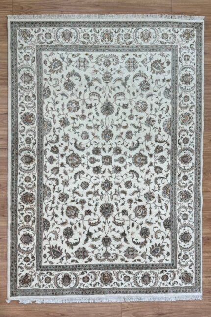 Garden Handmade Rug Silk & Wool Cream 247X171