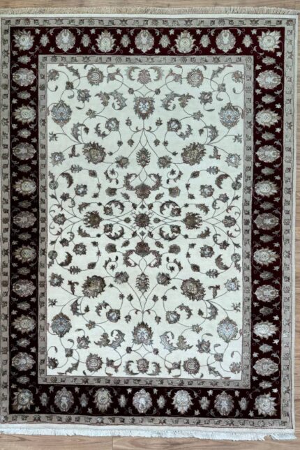 Garden Handmade Rug Silk & Wool Red & Beige 243X170