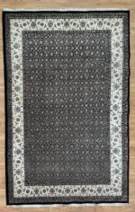 Kashmir Handmade Rug Silk & Wool Black & Cream 270X172