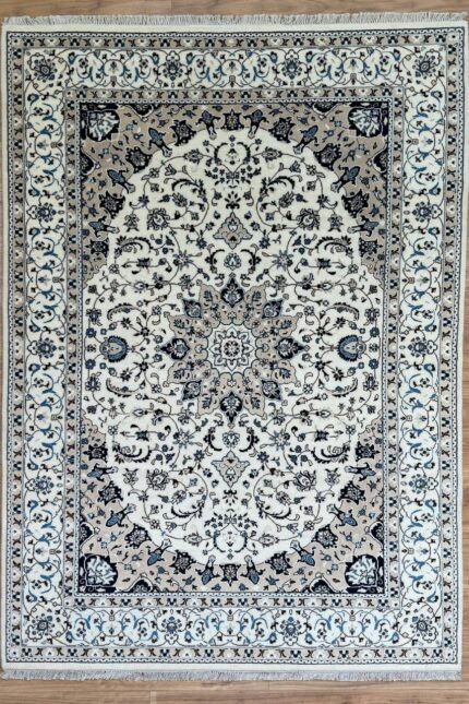 Nain Handmade Rug Silk & Wool Cream & White 247X170