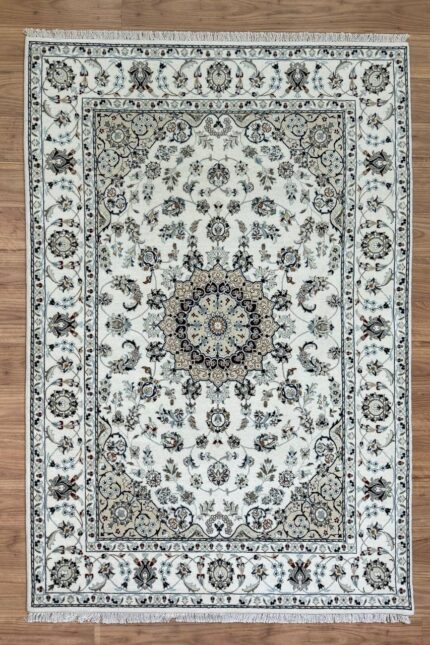Nain Handmade Rug Silk & Wool White & Cream 244X164