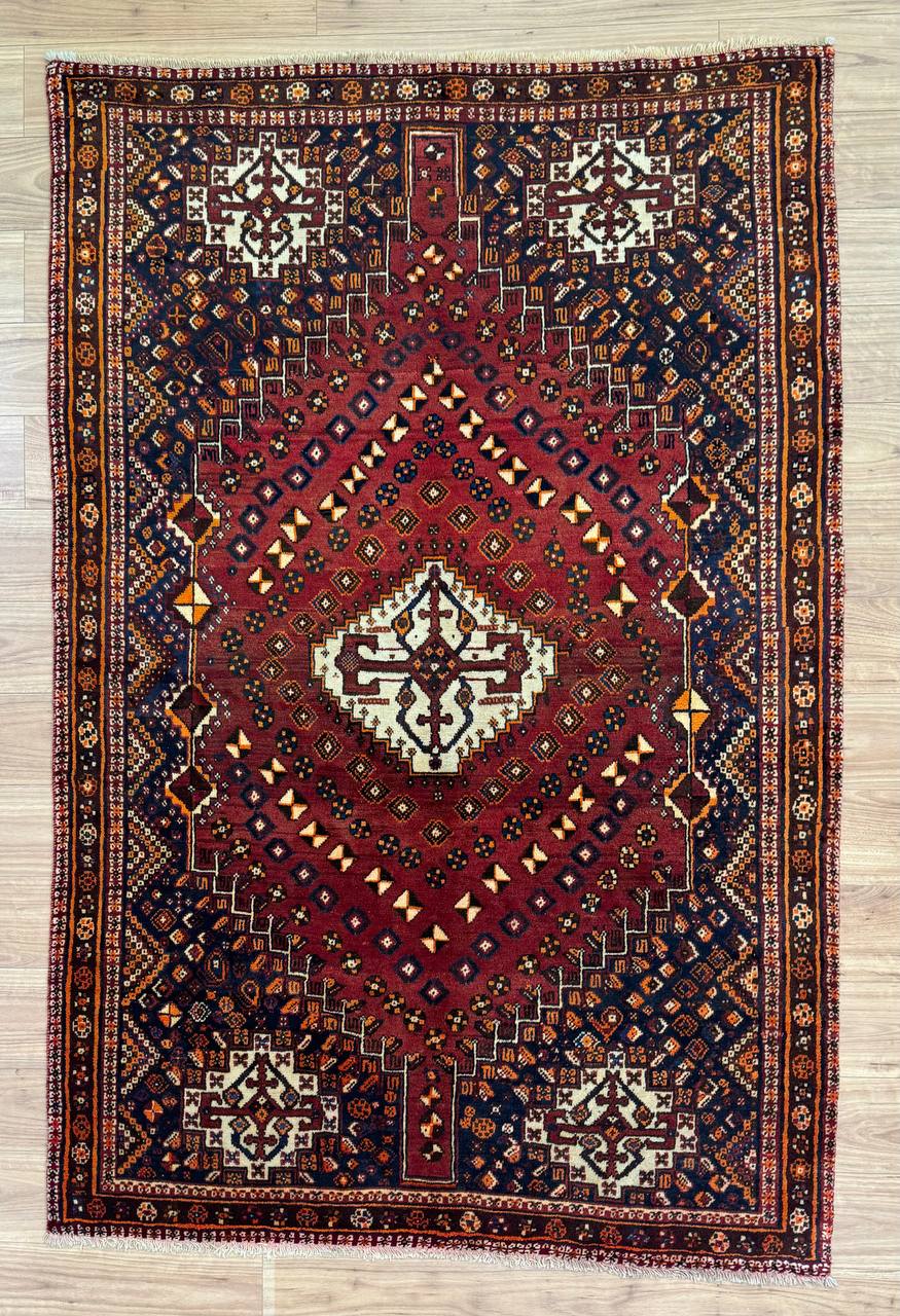 Handmade Rug Raze Shiraz Handmade Rug Wool Red Multi 245X157 - Hojjati Art Gallery