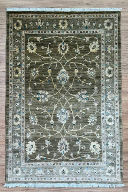 Vegetable Dye Handmade Rug Wool Green 223X187