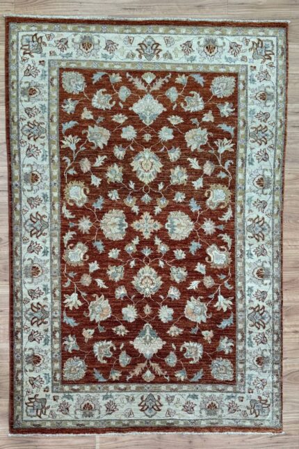 Vegetable Dye Handmade Rug Wool Red & Cream 273X181