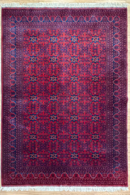 Afghan Galaxy Handmade Rug Belgium Wool Red & Blue 300X200