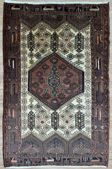 Hamedan Handmade Rug Wool Beige Multi 190X120