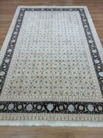 Herati Handmade Rug Silk & Wool Beige & Black 290X189