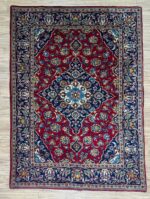 Kashan Handmade Rug Wool Red & Navy 196X140