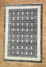 Kashmir Handmade Rug Silk & Wool Black & Cream 302X189