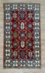 Kazak Handmade Rug Fine Wool Red Multi 203X116