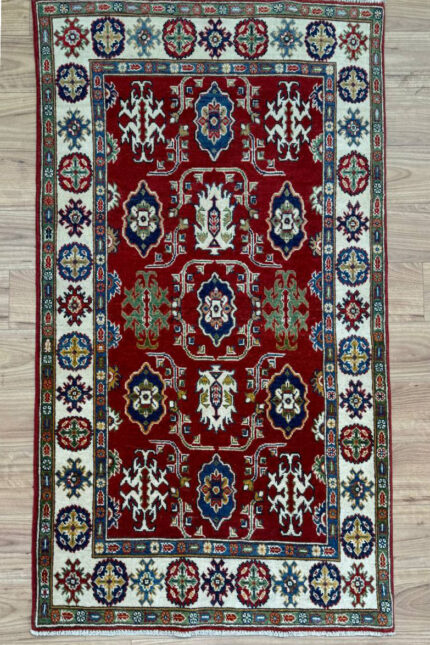 Kazak Handmade Rug Fine Wool Red Multi 203X116