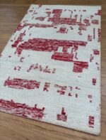 Modern Handmade Rug Silk & Wool White & Red 170X120