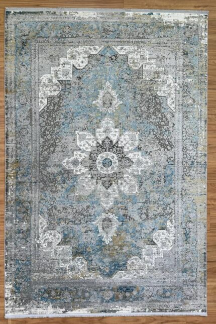 Modern Machine made Rug B-Silk Blue & Gray & White 230X160