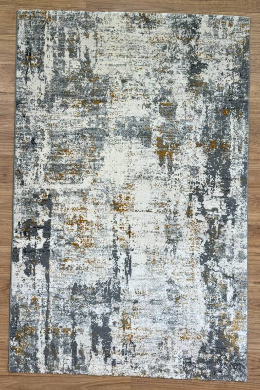 Modern Machine made Rug B-Silk Gold & Gray & White 230X160