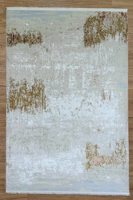 Modern Machine made Rug B-Silk Gold & White 230X160