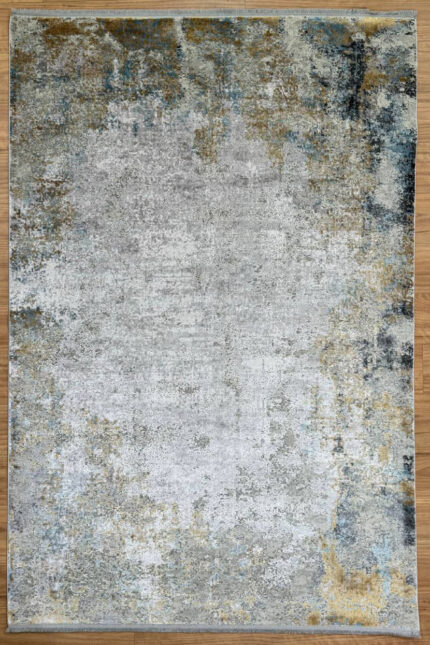 Modern Machine made Rug B-Silk Gray & Gold & Blue 230X160