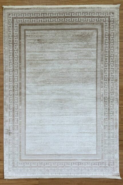 Modern Machine made Rug B-Silk White & Brown 230X160