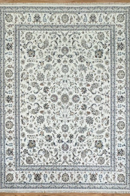 Nain Handmade Rug Silk & Super Fine Wool White 310X247