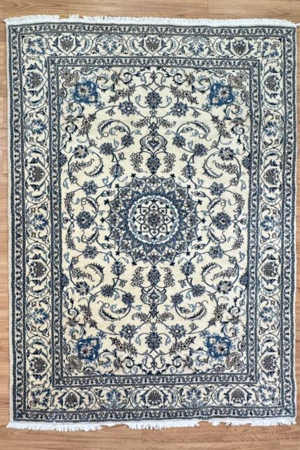 Nain Handmade Rug Silk & Wool Beige & Cream 248X196