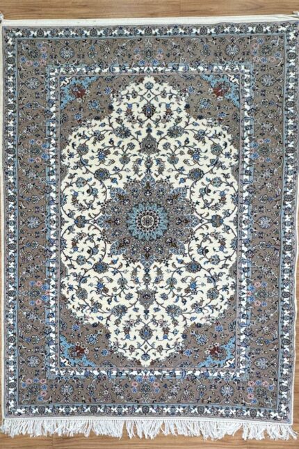 Persian Garden Handmade Rug Silk & Wool Cream & Brown 300X200