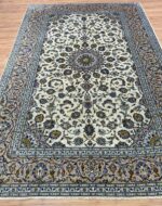 Persian Kashan Handmade Rug Wool Blue & Beige 296X198