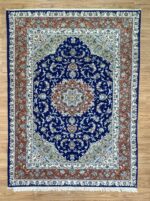 Persian Kashmar Handmade Rug Silk & Wool Blue & Coral 294X194