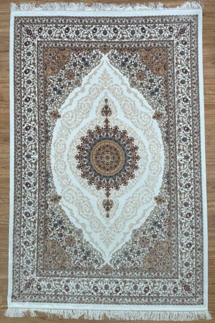Persian Machine made Rug B-Silk Cream & White 230X160
