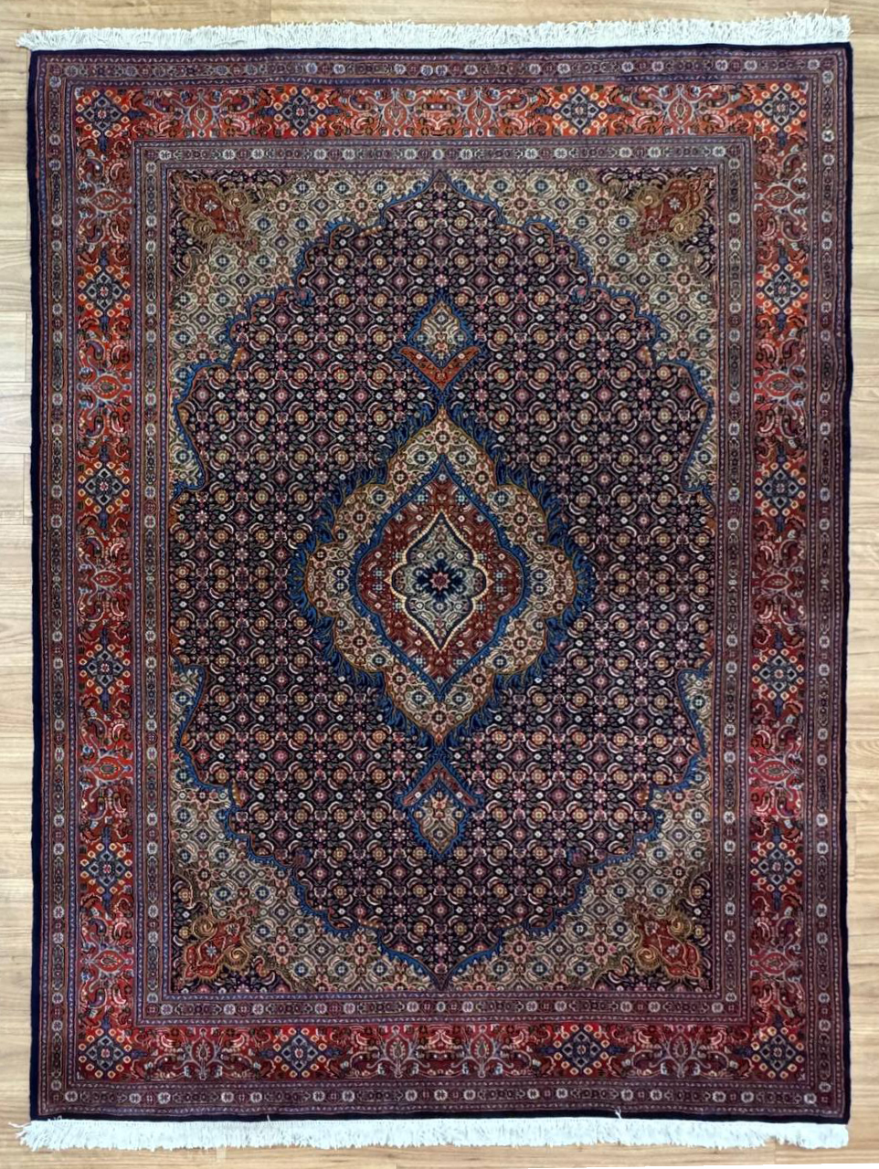 Moud Rug Persian Moud Handmade Rug Super Fine Wool Red & Black 294X200 - Hojjati ...