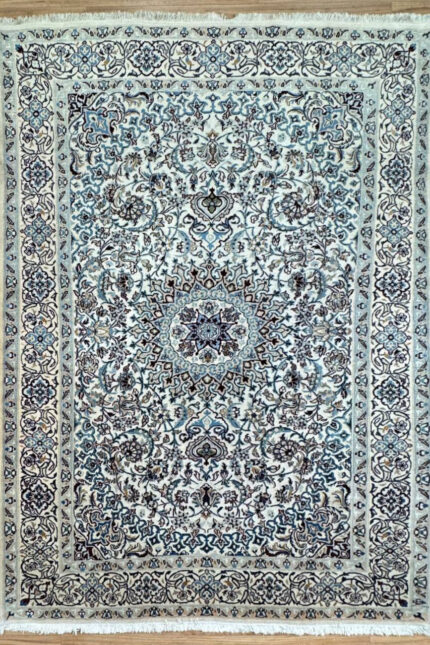Persian Nain Handmade Rug Silk & Wool Cream 295X195