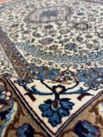 Persian Nain Handmade Rug Silk & Wool Cream & Blue 300X208