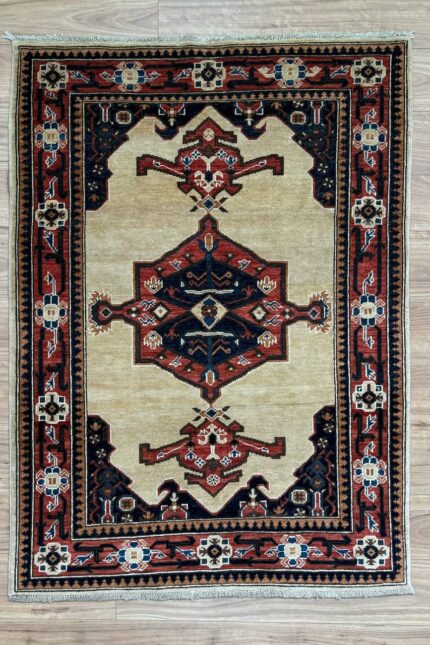 Vegetable Dye Handmade Rug Fine Wool Beige & Red 180X120
