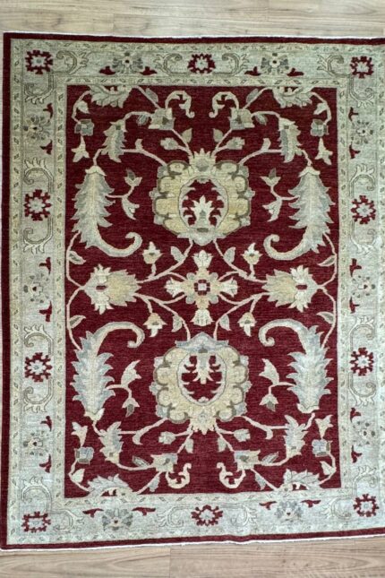 Vegetable Dye Handmade Rug Fine Wool Beige & Red 277X200