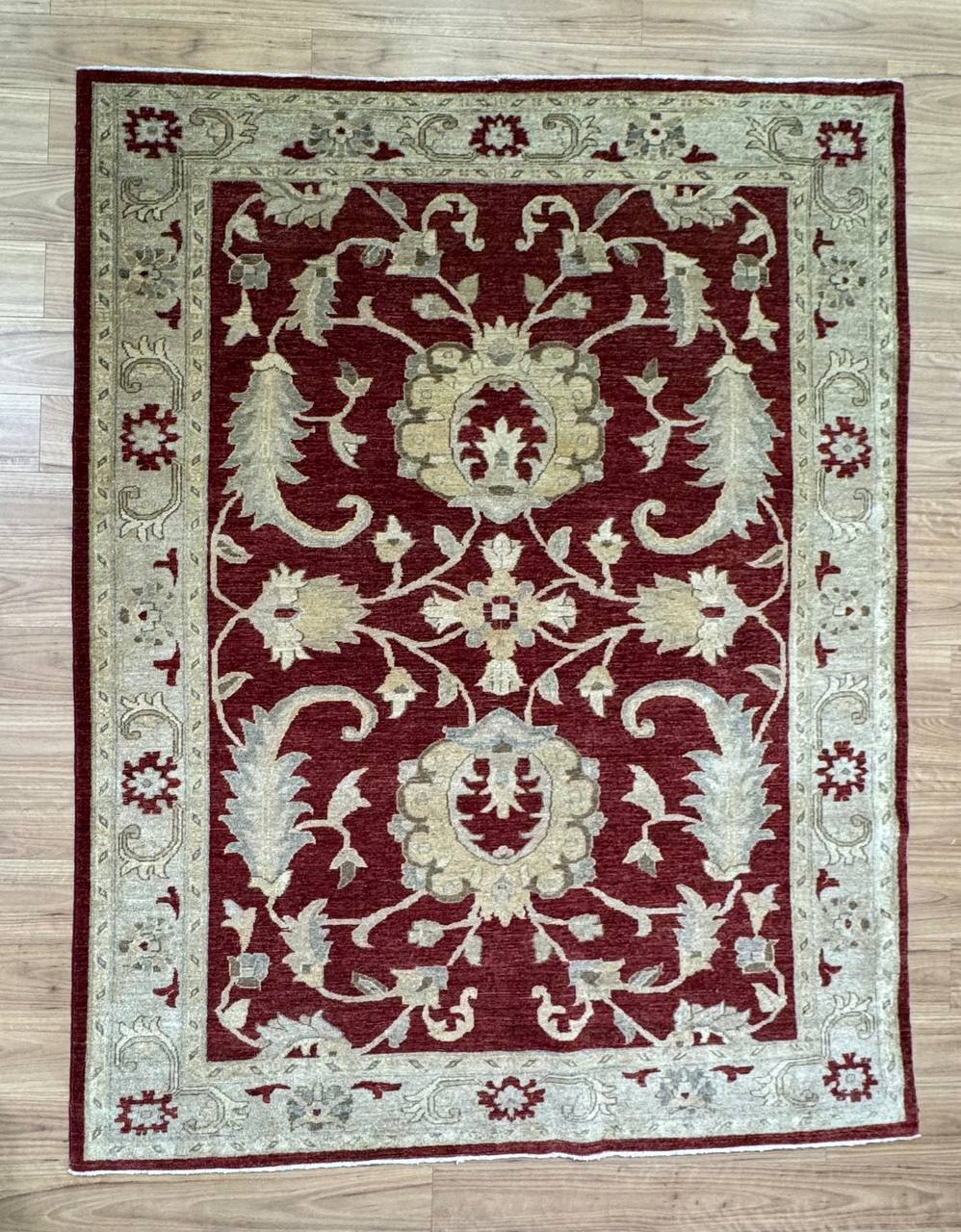Vegetable Dye Handmade Rug Fine Wool Beige & Red 277X200 - Hojjati Art ...