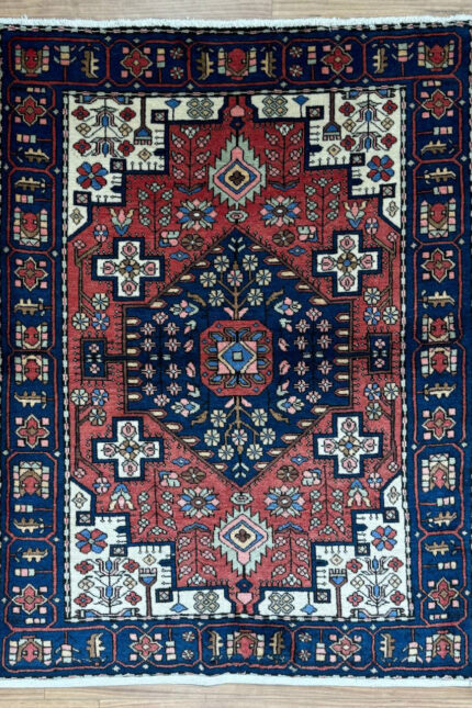 Village Handmade Rug Super Wool Blue & Coral 180X139