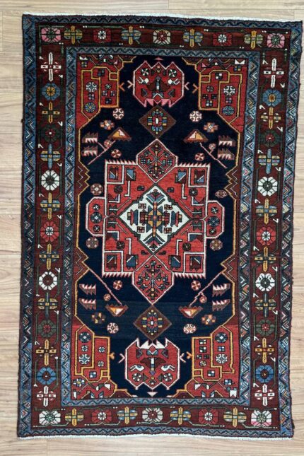 Village Handmade Rug Wool Coral & Black Multi 200X124