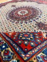 Persian Moud Handmade Rug Silk & Wool Cream & Red Multi 296X200
