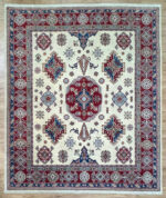 Afghan Kazak Super Fine Wool Cream & Red & Blue 296X255