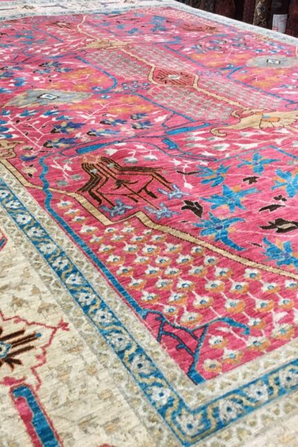 Afghan Ziglar Handmade Rug Wool Red & Cream Multi 405X301
