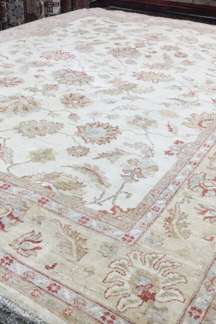 Choobi Handmade Rug Fine Wool Cream & Coral 380X280