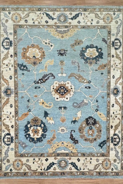 Choobi Handmade Rug Wool Blue & Beige 307X241