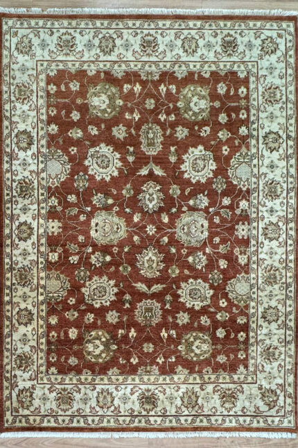 Choobi Handmade Rug Wool Vegetable Dye Red & Beige 301X243