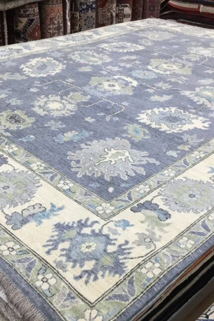 Choobi Vegetable Dye Handmade Rug Fine Wool Green & Blue 360X272
