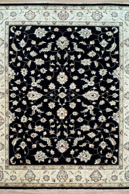 Choobi Vegetable Dye Handmade Rug Super Fine Wool Beige & Black 300X240