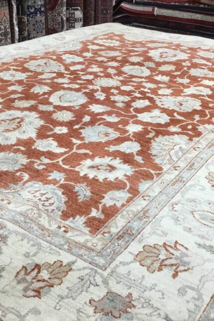 Choobi Vegetable Dye Handmade Rug Wool Beige & Coral 371X275
